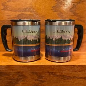 Pair of insulated LL bean camping tin mugs